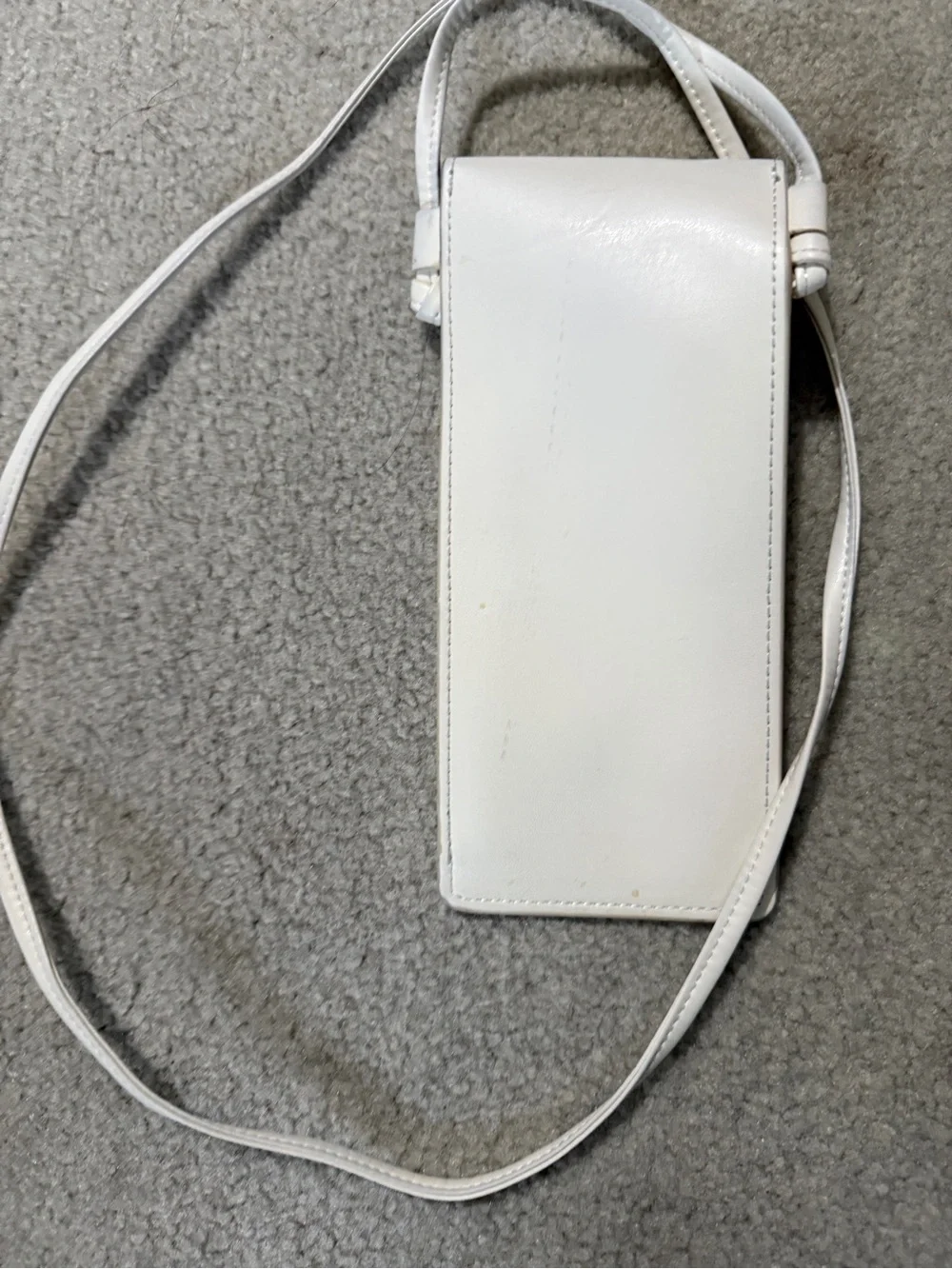 Celine White Leather Vertical Phone Pouch with Strap